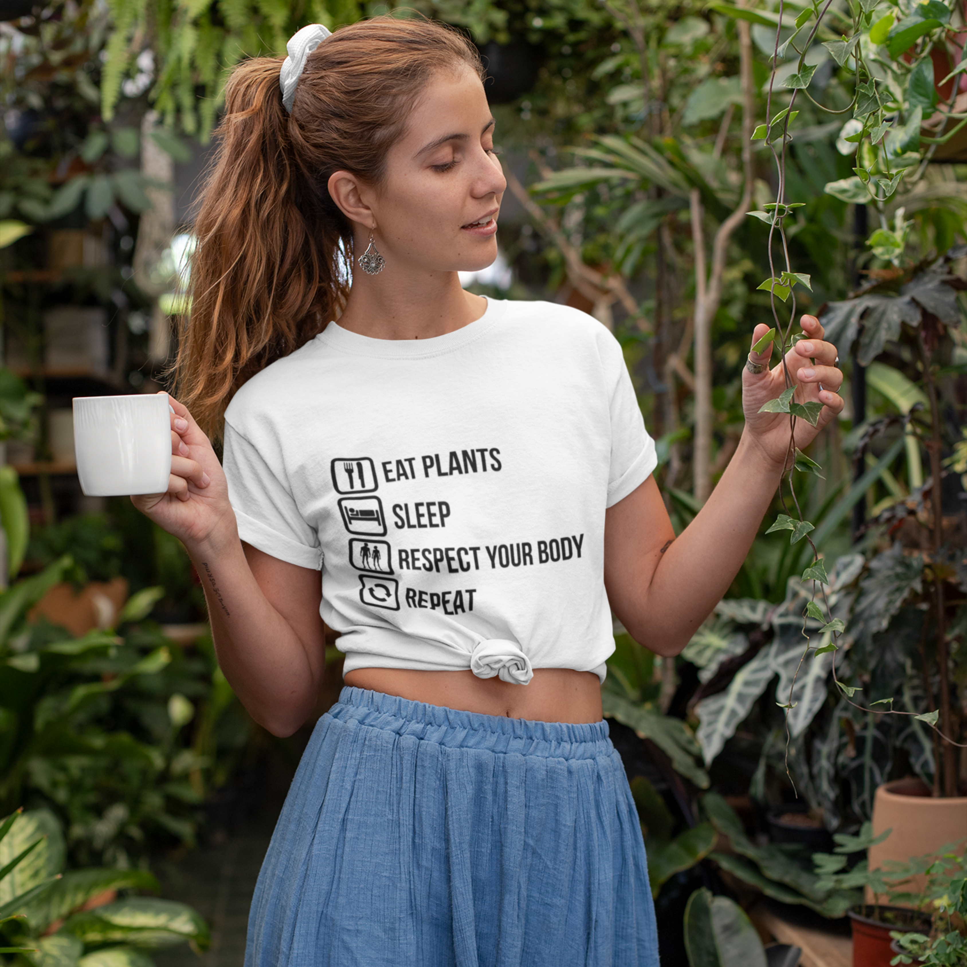 EAT PLANTS RESPECT YOUR BODY REPEAT Colored t-shirt