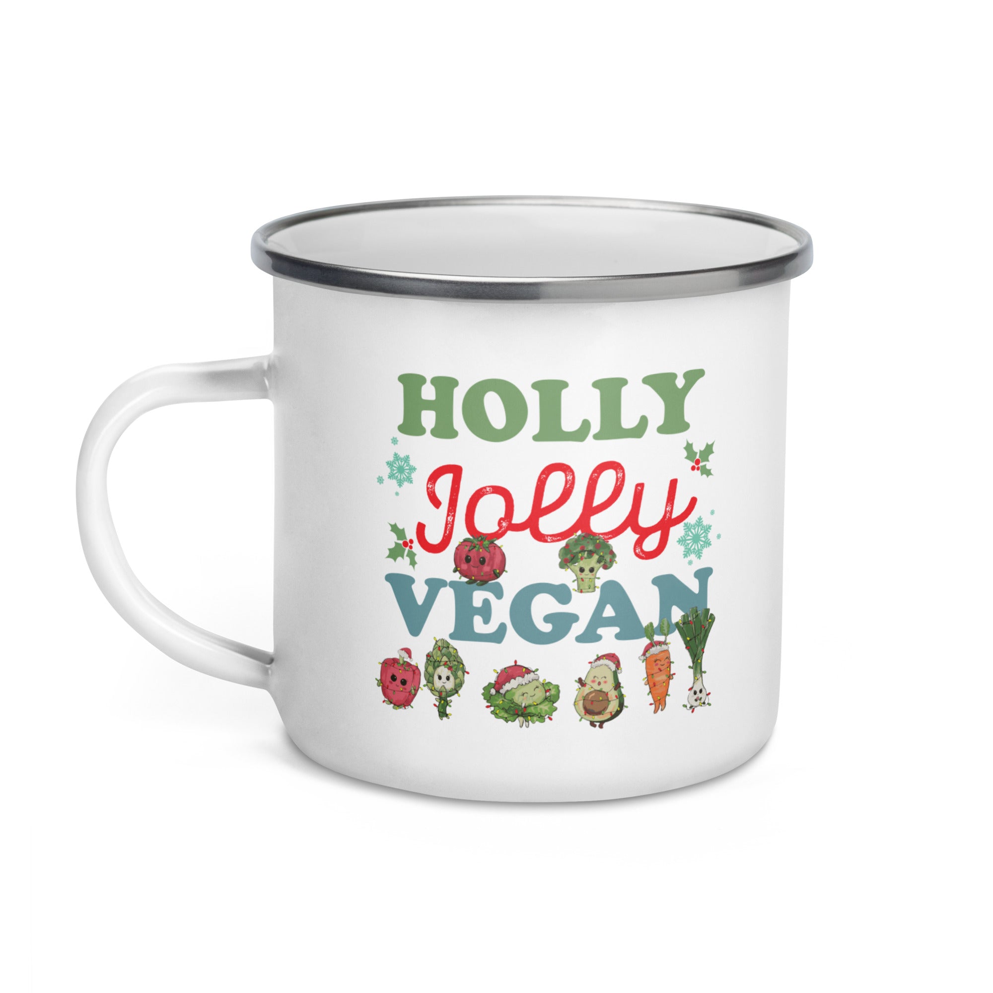 Holly Jolly Vegan Enamel Mug