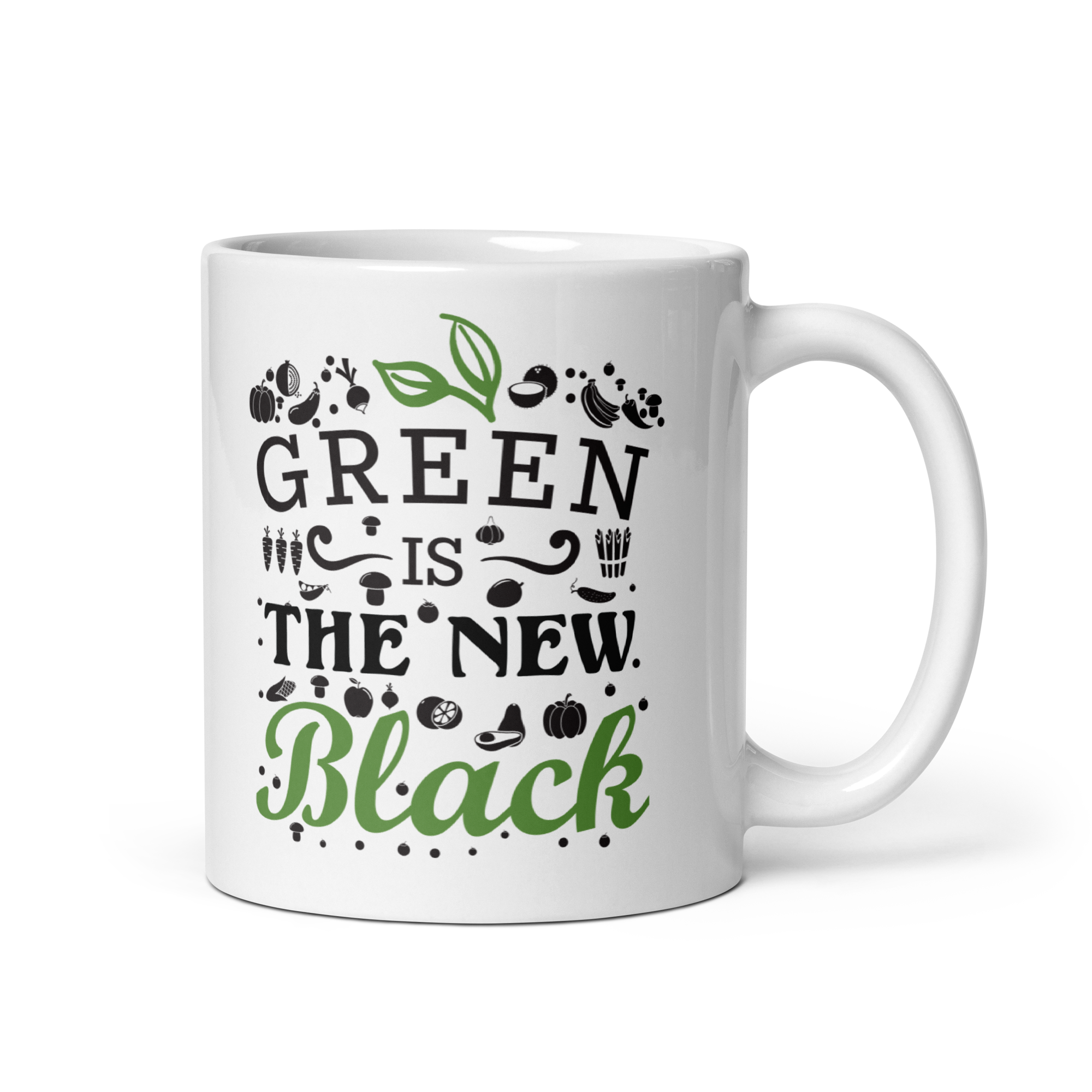 GREEN IS NEW BLACK White glossy mug