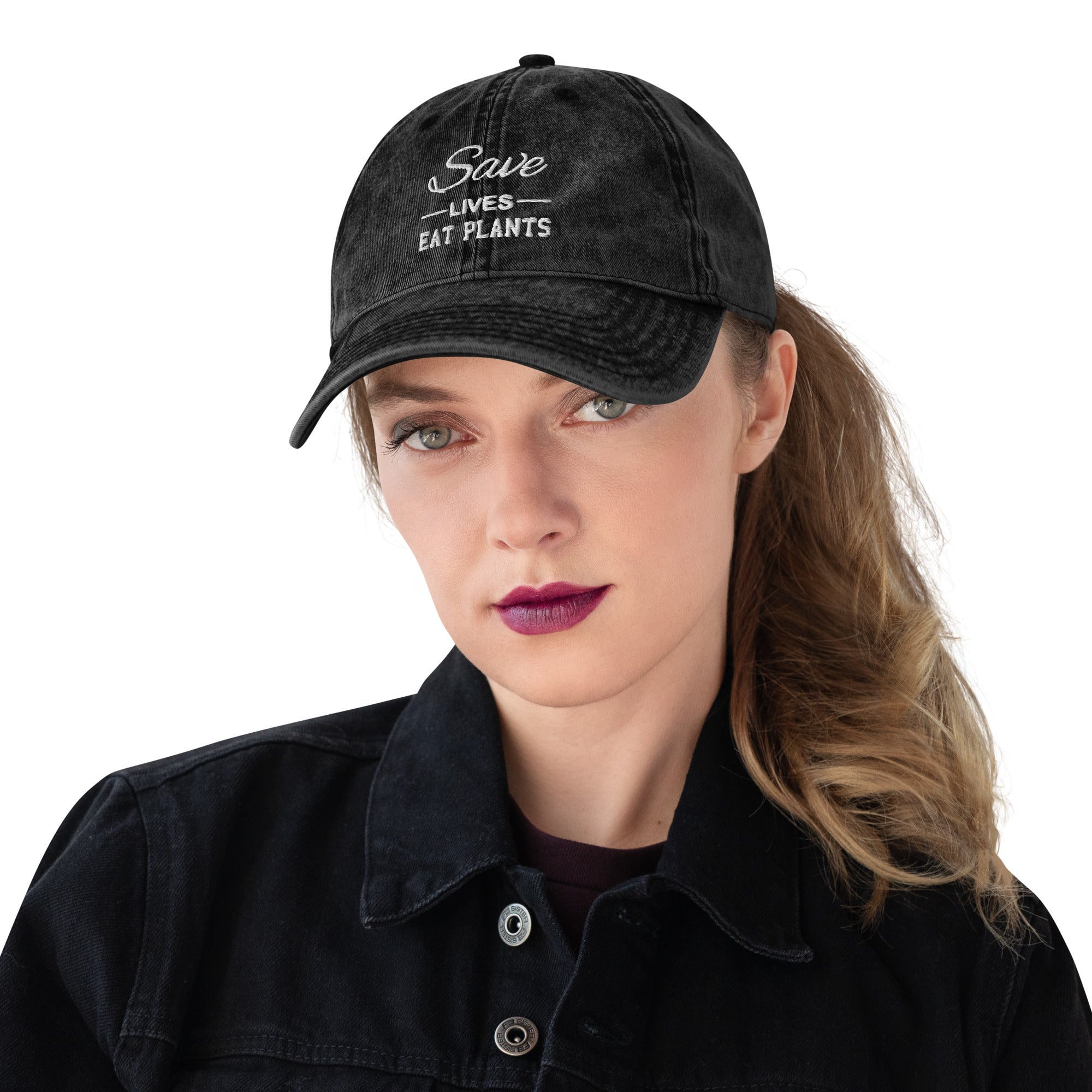 SAVE LIVES EAT PLANTS Vintage unisex Cap
