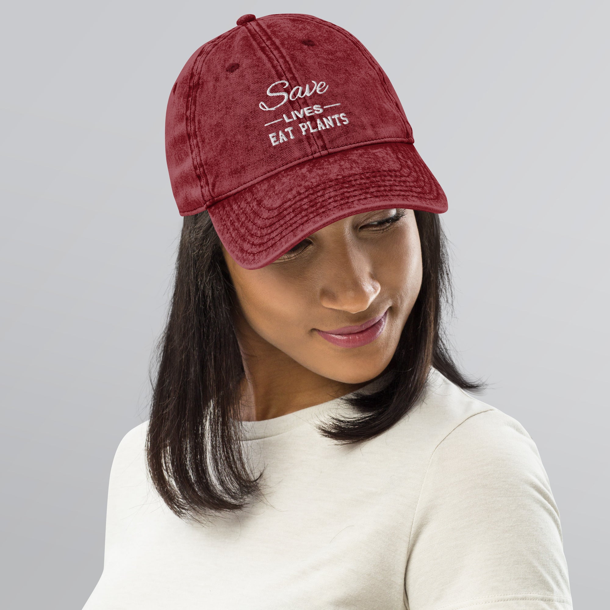 SAVE LIVES EAT PLANTS Vintage unisex Cap