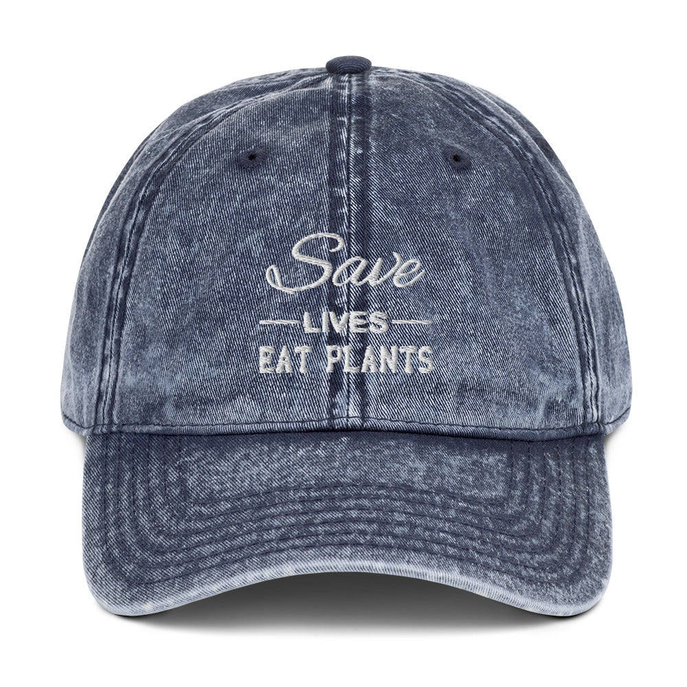 SAVE LIVES EAT PLANTS Vintage unisex Cap