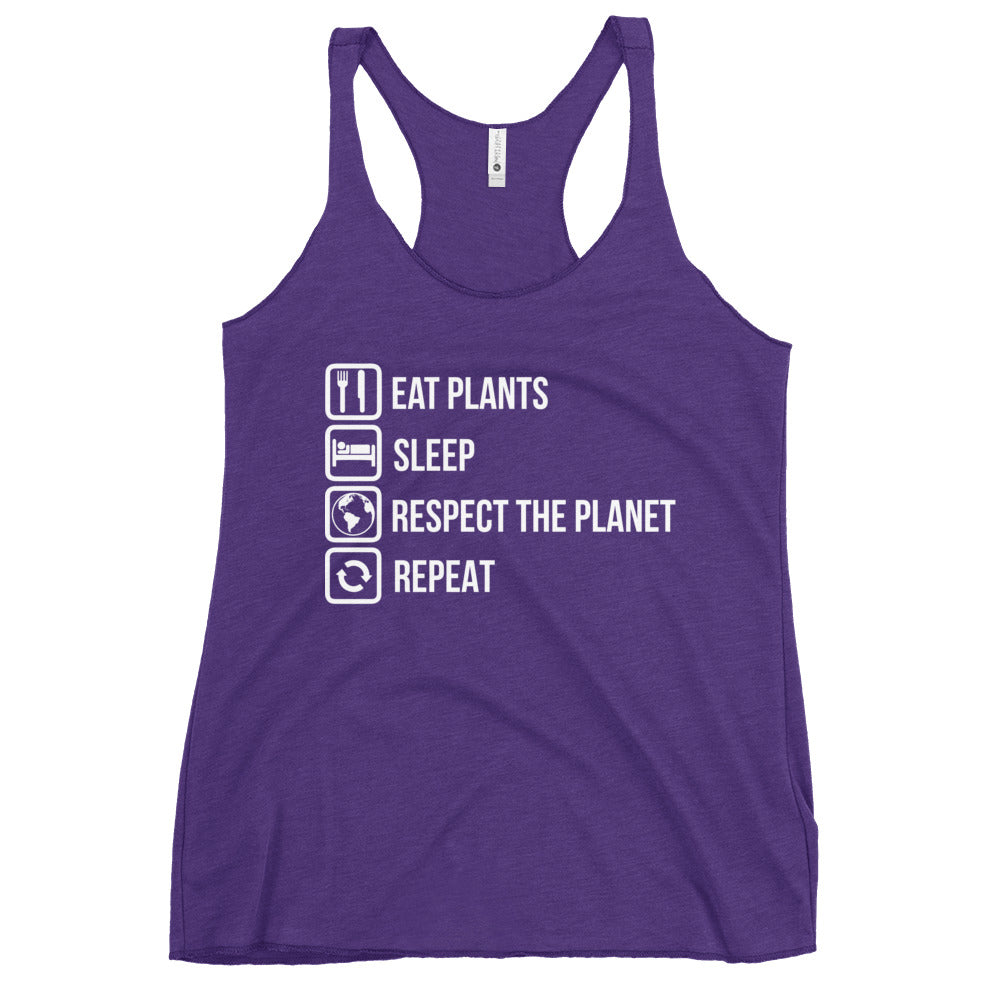 EAT PLANTS SLEEP RESPECT PLANET Women's Tank