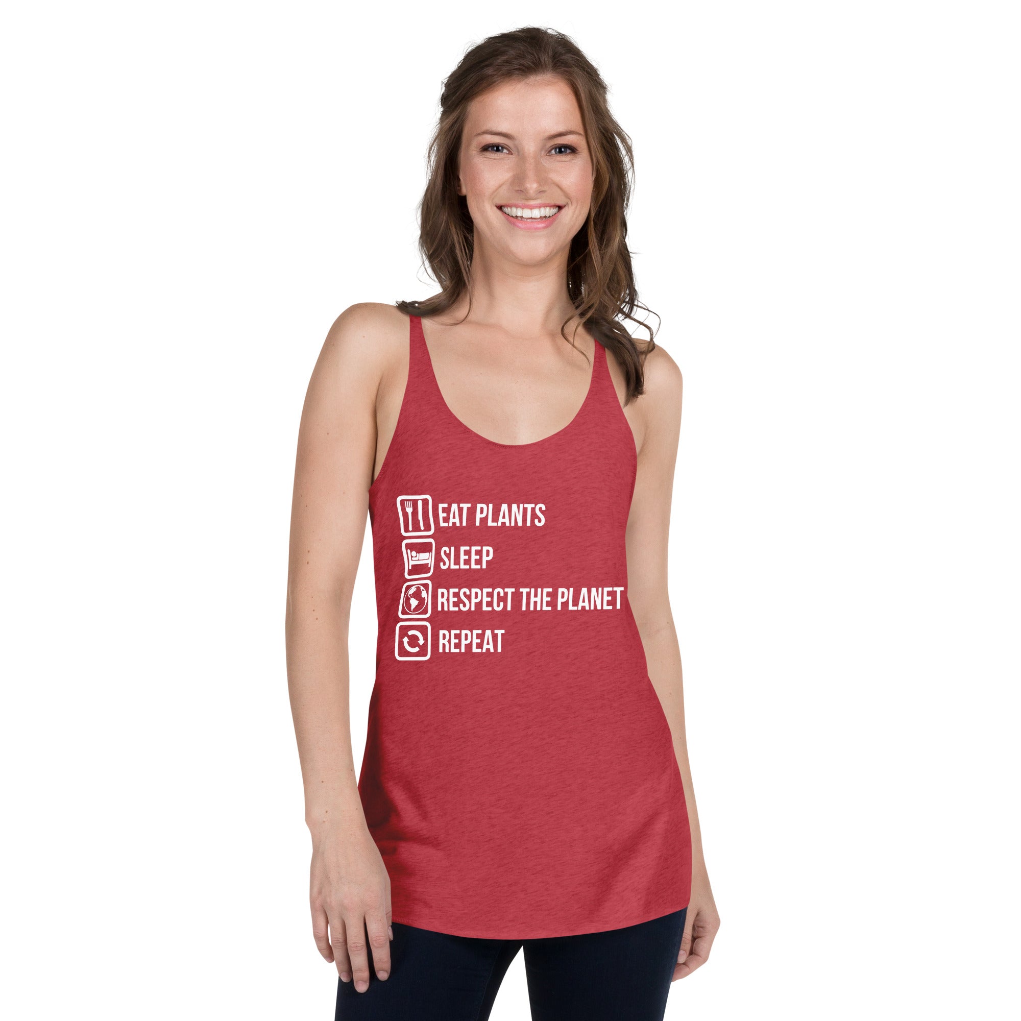 EAT PLANTS SLEEP RESPECT PLANET Women's Tank