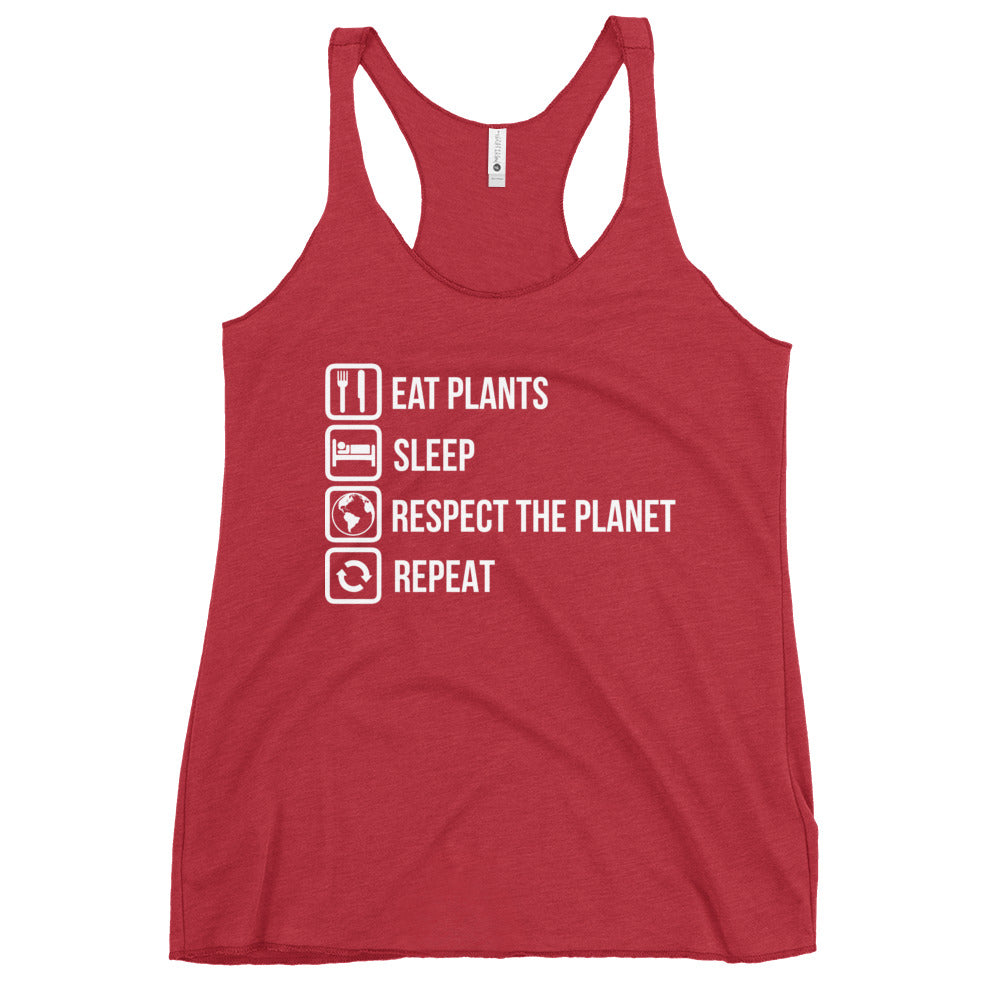 EAT PLANTS SLEEP RESPECT PLANET Women's Tank