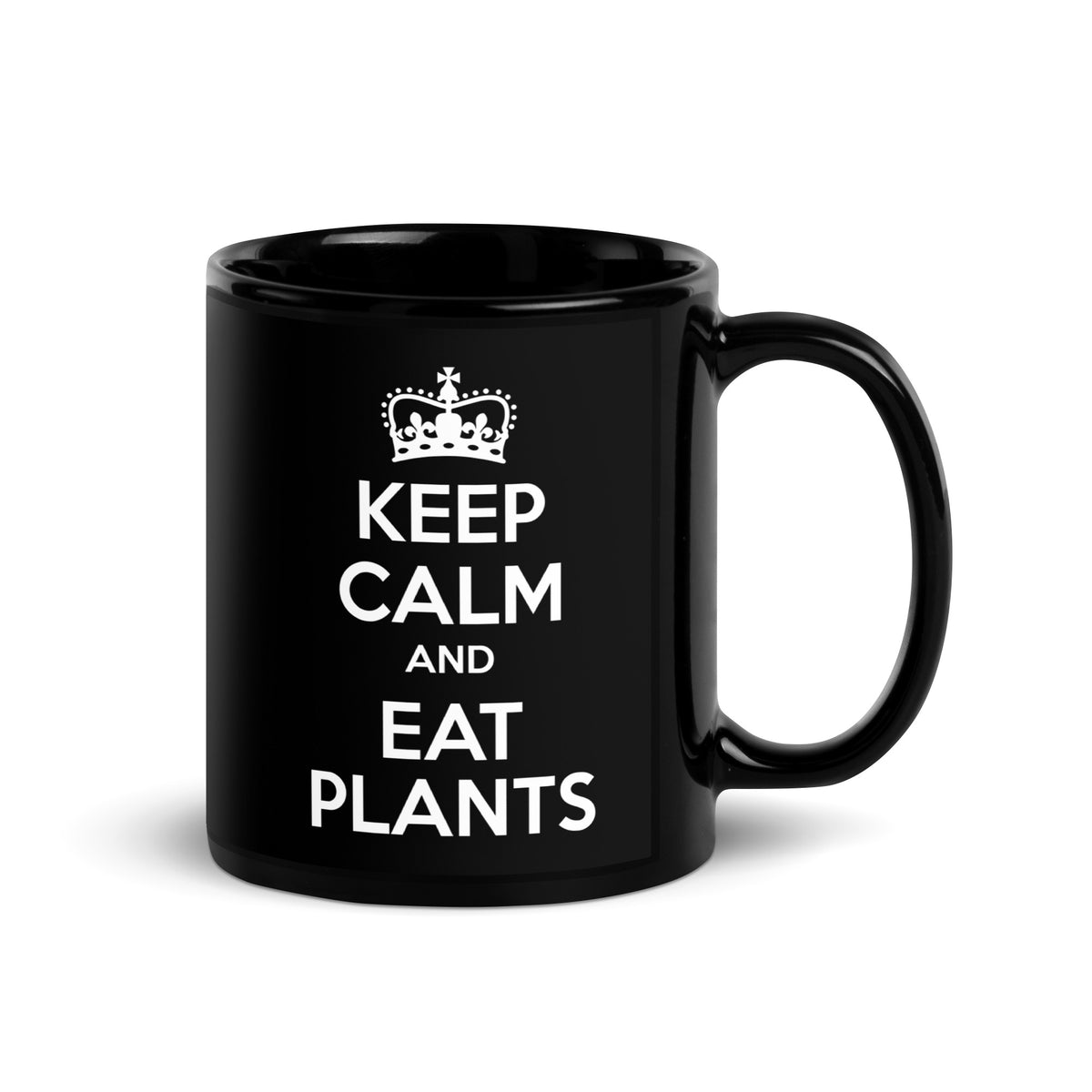 KEEP CALM EAT PLANTS Black Glossy Mug