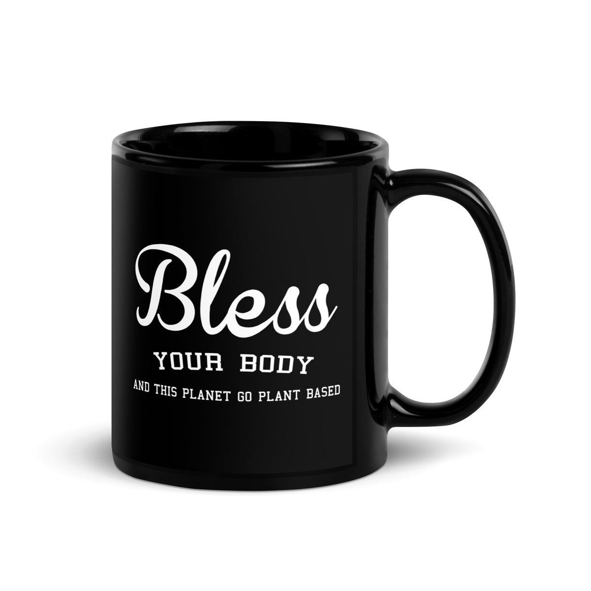 BLESS YOUR BODY Black Glossy Mug