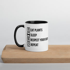 EAT PLANTS RESPECT YOUR BODY Mug with Color Inside