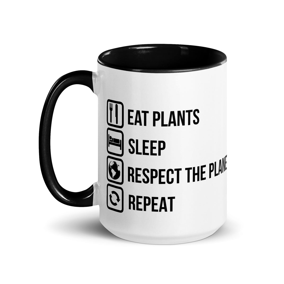 EAT PLANTS RESPECT THE PLANET Mug with Color Inside