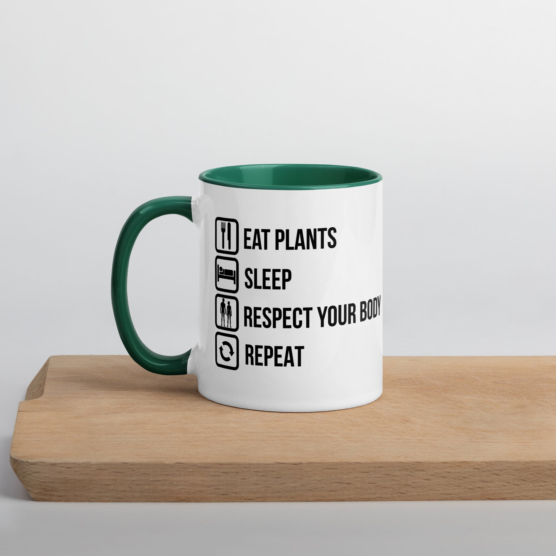 EAT PLANTS RESPECT YOUR BODY Mug with Color Inside
