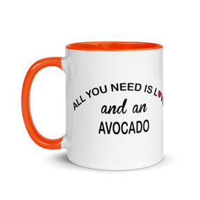ALL YOU NEED IS LOVE...AVOCADO Mug with Color Inside