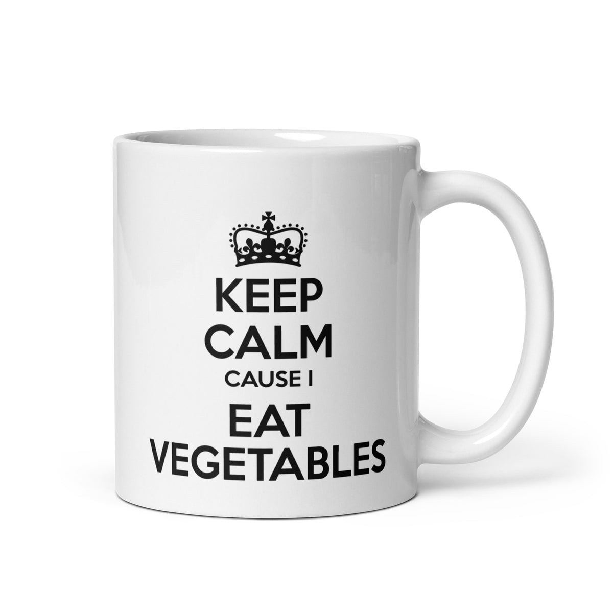 KEEP CALM EAT VEGETABLES White glossy mug