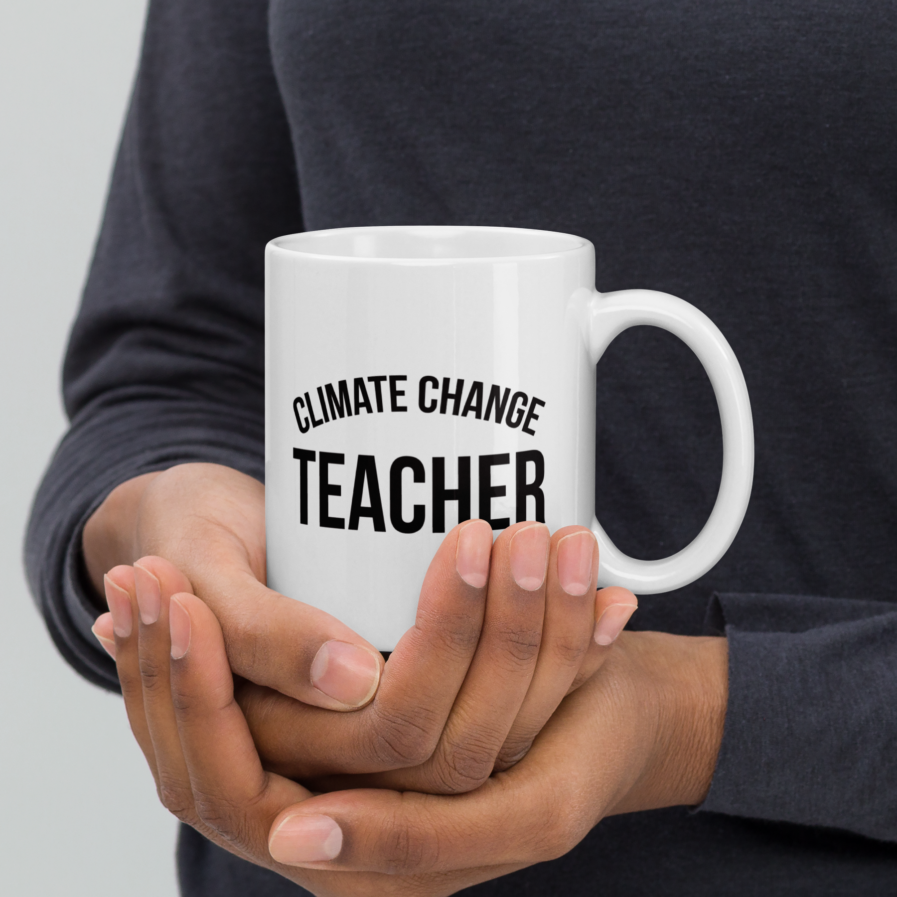 CLIMATE CHANGE TEACHER White glossy mug