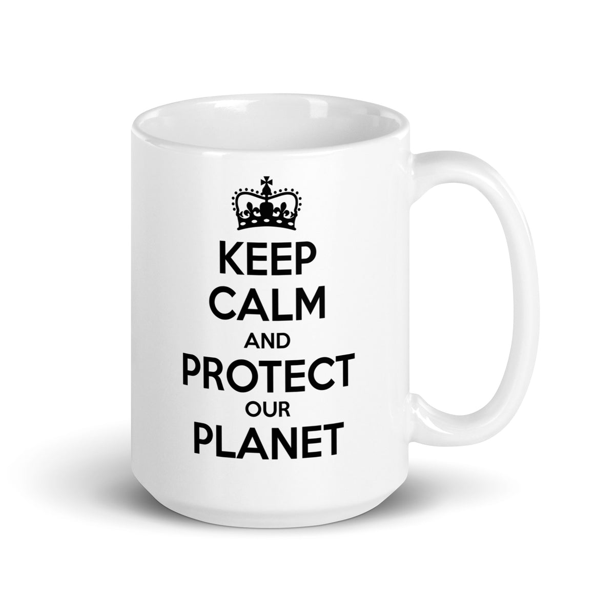 KEEP CALM PROTECT THE PLANET White glossy mug
