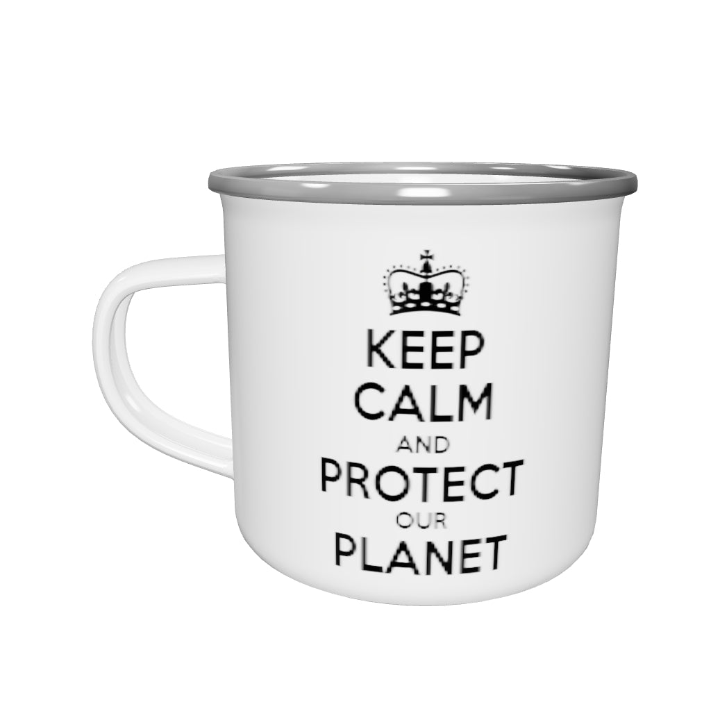 KEEP CALM PROTECT OUR PLANET Enamel Mug