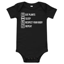 EAT PLANTS SLEEP RESPECT BODY Baby short sleeve one piece
