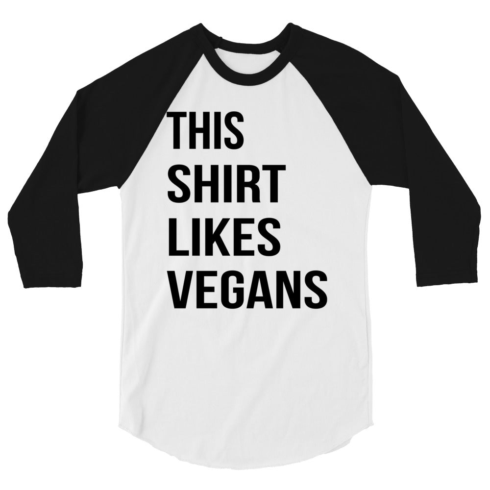 shirt likes vegans raglan shirt
