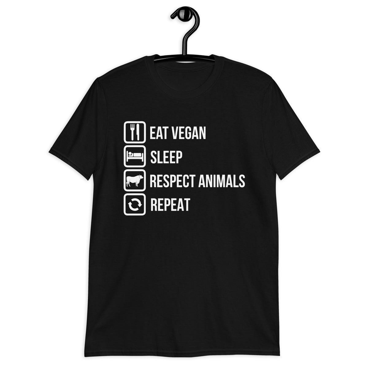 EAT VEGAN RESPECT ANIMALS REPEAT shirt sleeved T-Shirt