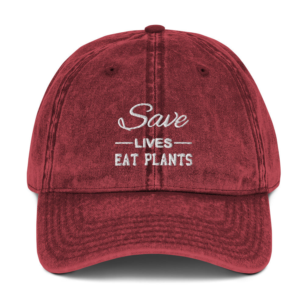 SAVE LIVES EAT PLANTS  Vintage unisex Cap